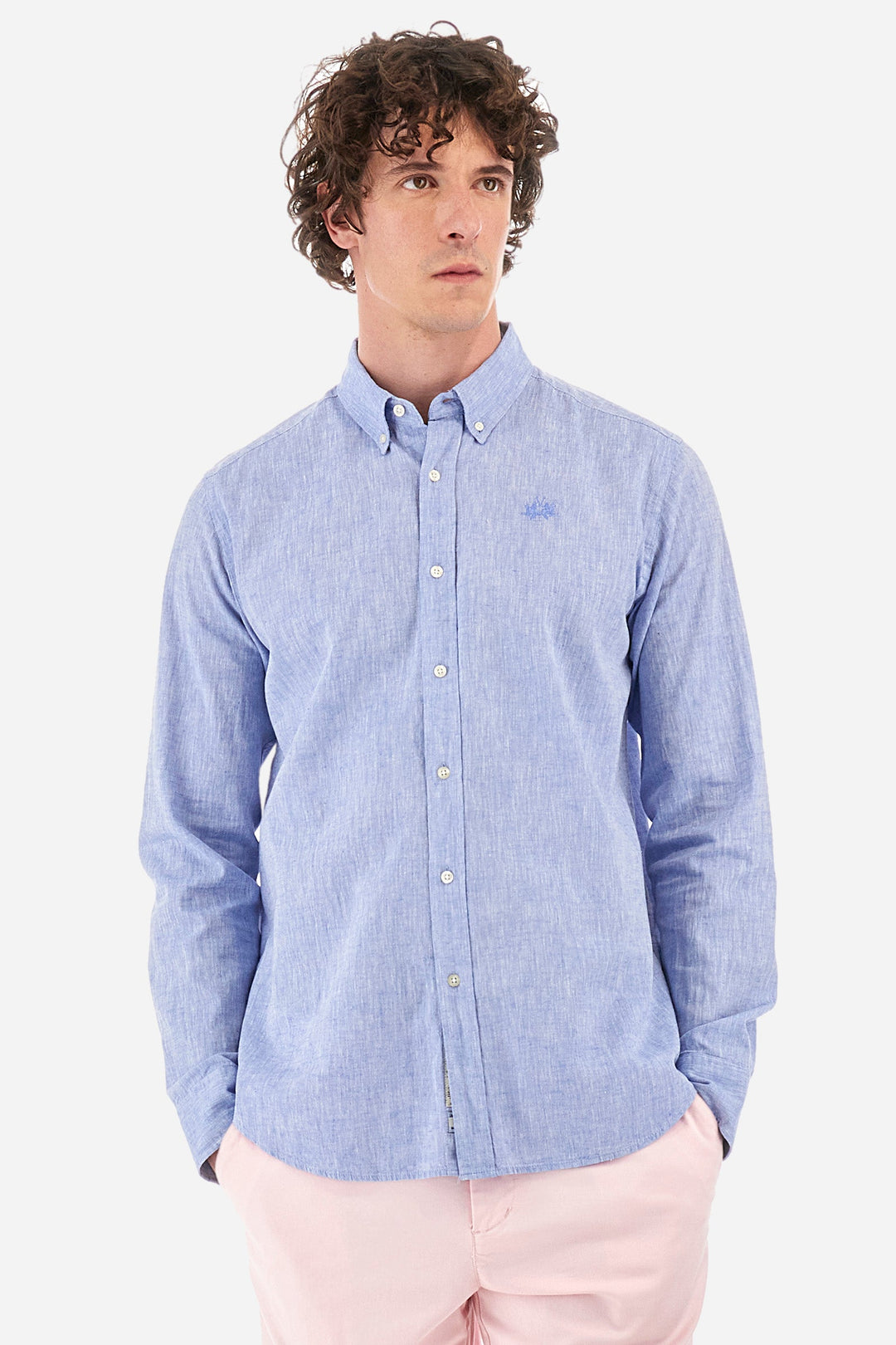La Martina Regular Fit Casual Shirts in Cotton Mix -  YMC006-TL072- Concorde Fashion#color_blue-07032