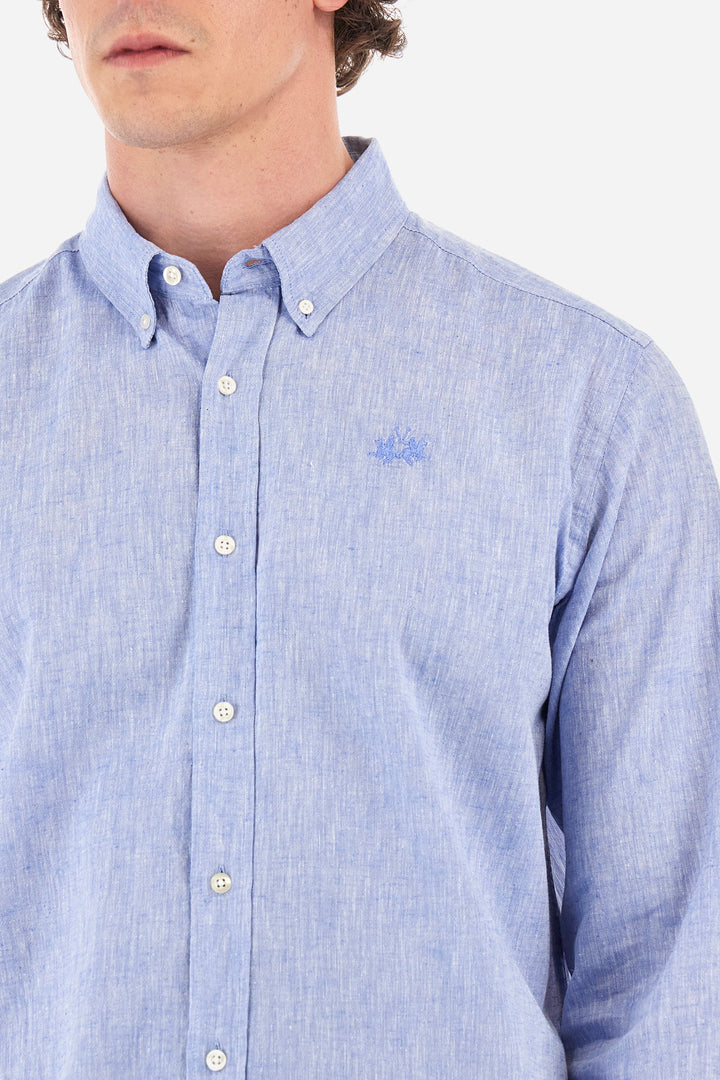 La Martina Regular Fit Casual Shirts in Cotton Mix -  YMC006-TL072- Concorde Fashion#color_blue-07032