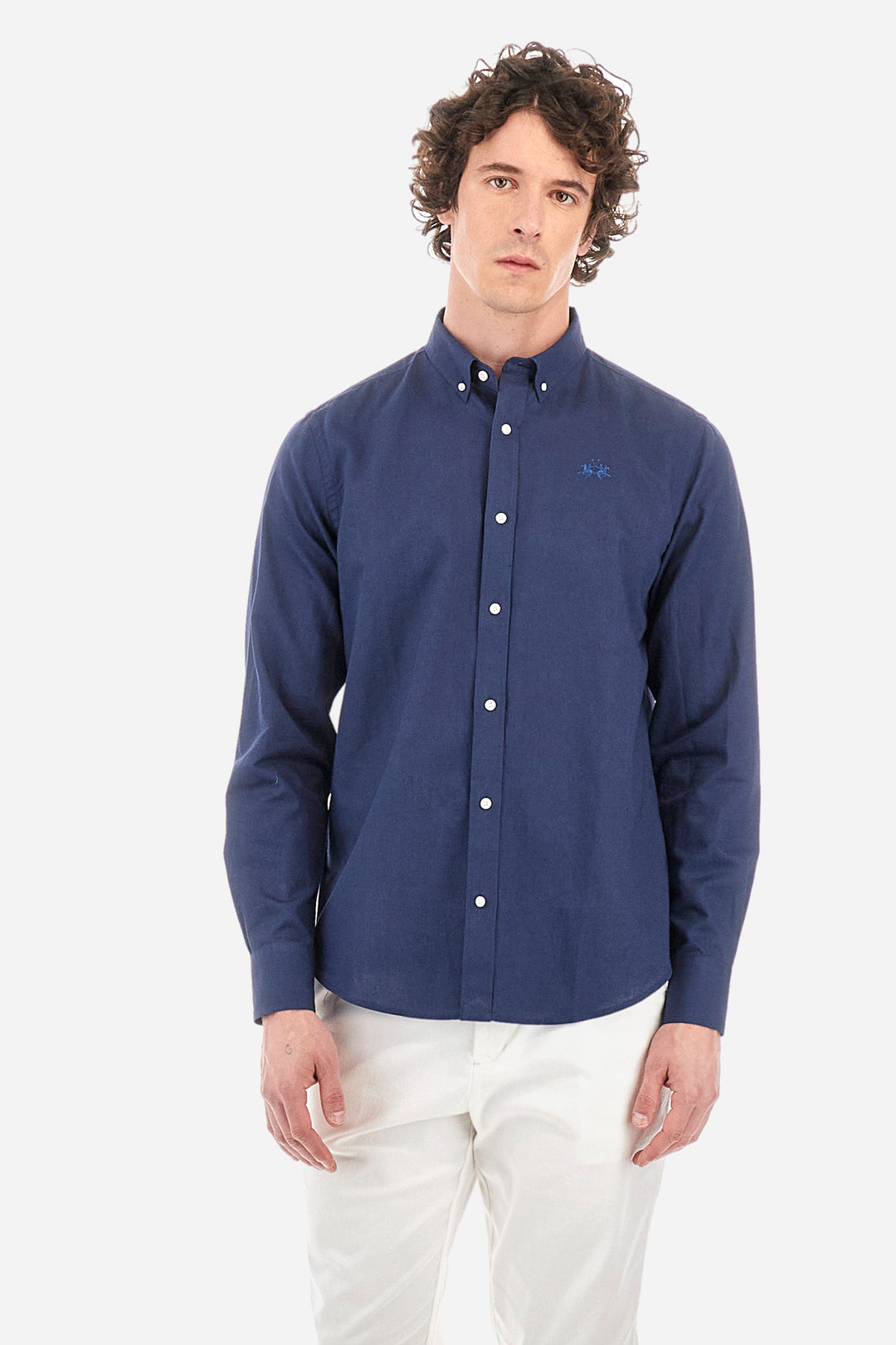 La Martina Regular Fit Casual Shirts in Cotton Mix -  YMC006-TL072- Concorde Fashion#color_navy-07017