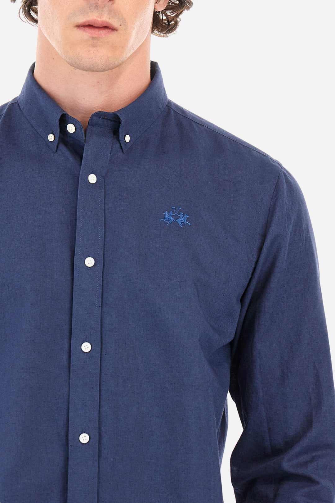 La Martina Regular Fit Casual Shirts in Cotton Mix -  YMC006-TL072- Concorde Fashion#color_navy-07017