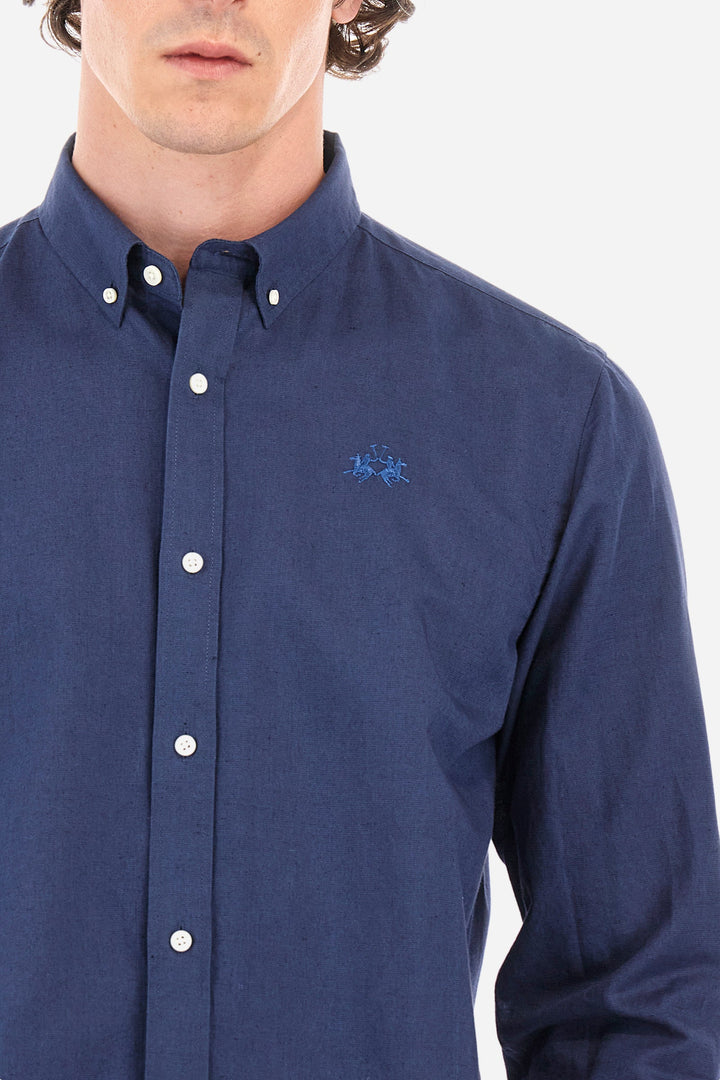 La Martina Regular Fit Casual Shirts in Cotton Mix -  YMC006-TL072- Concorde Fashion#color_navy-07017