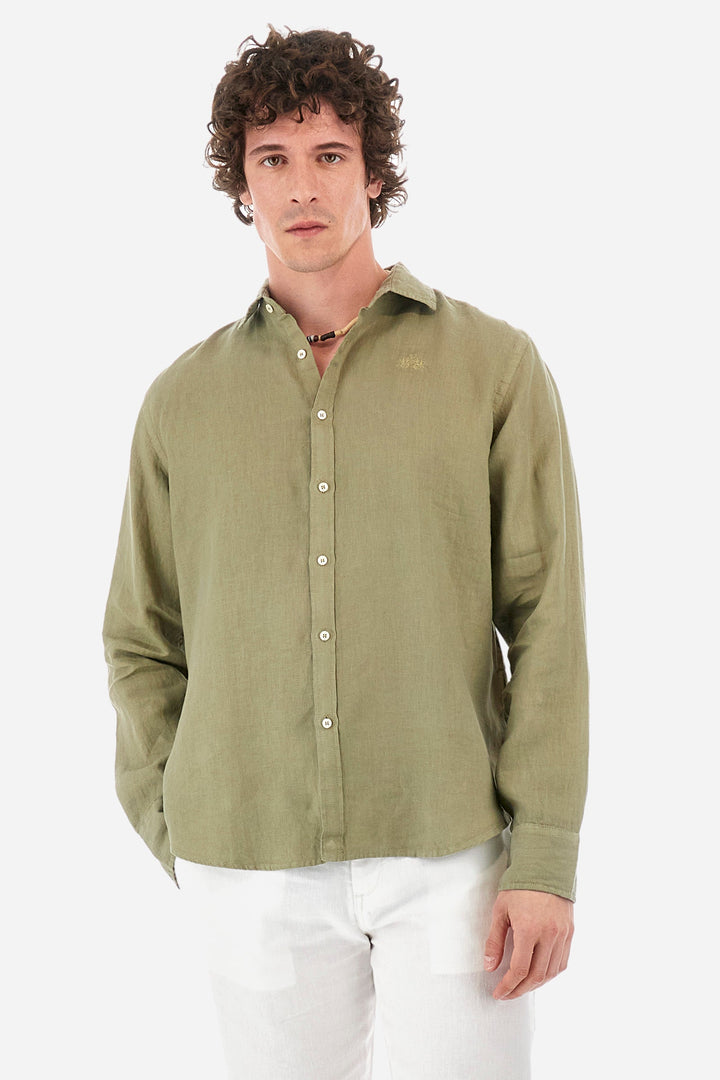 La Martina Regular Fit Casual Shirts in Linen -  YMC007-TL319- Concorde Fashion#color_grey-03034