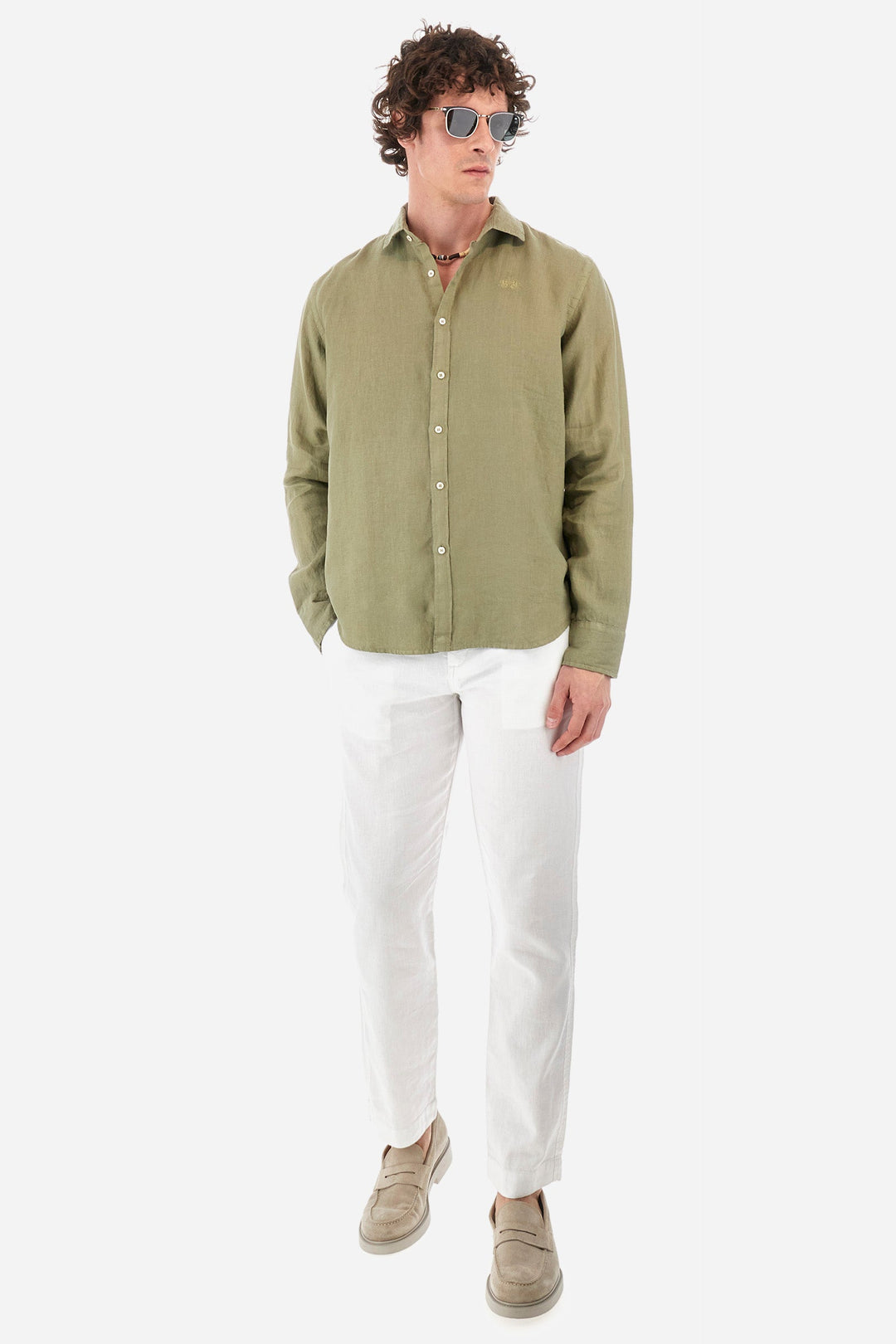 La Martina Regular Fit Casual Shirts in Linen -  YMC007-TL319- Concorde Fashion#color_grey-03034