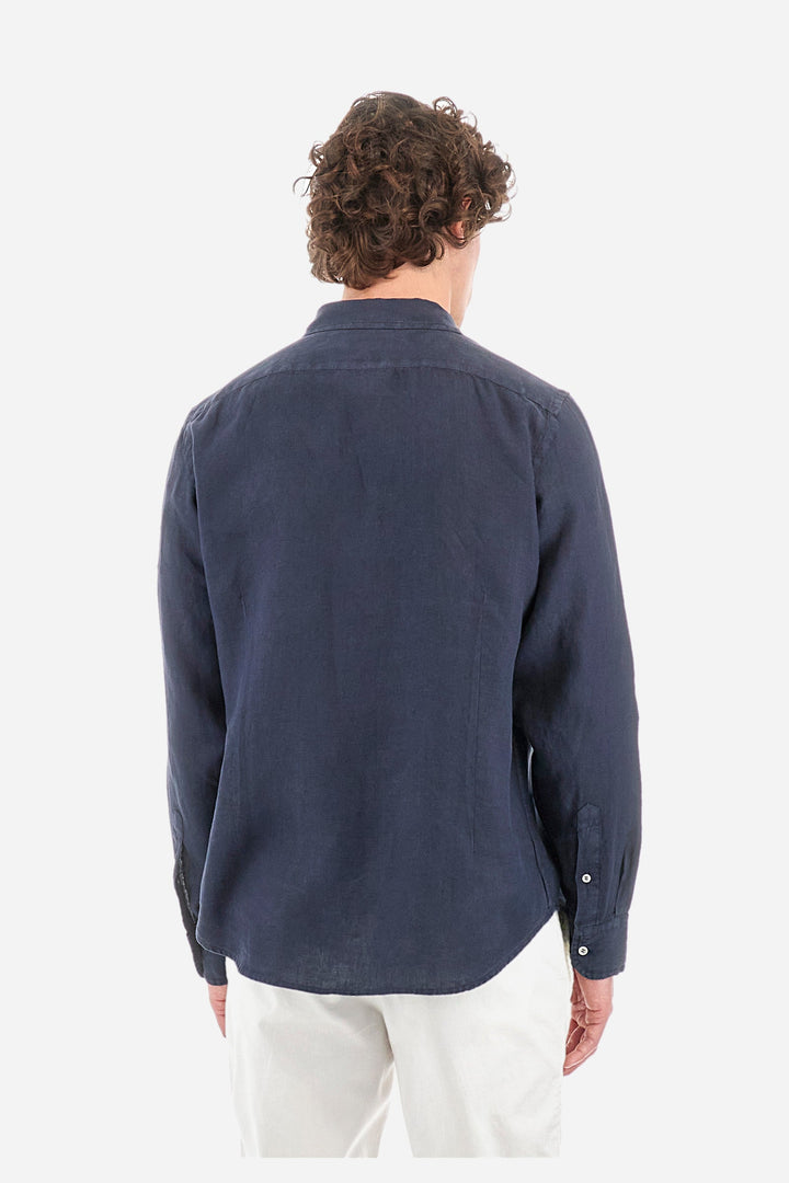 La Martina Regular Fit Casual Shirts in Linen -  YMC007-TL319- Concorde Fashion#color_navy-07017