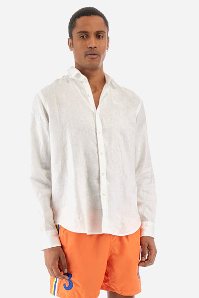 La Martina Regular Fit Casual Shirts in Linen -  YMC007-TL319- Concorde Fashion#color_white-00001