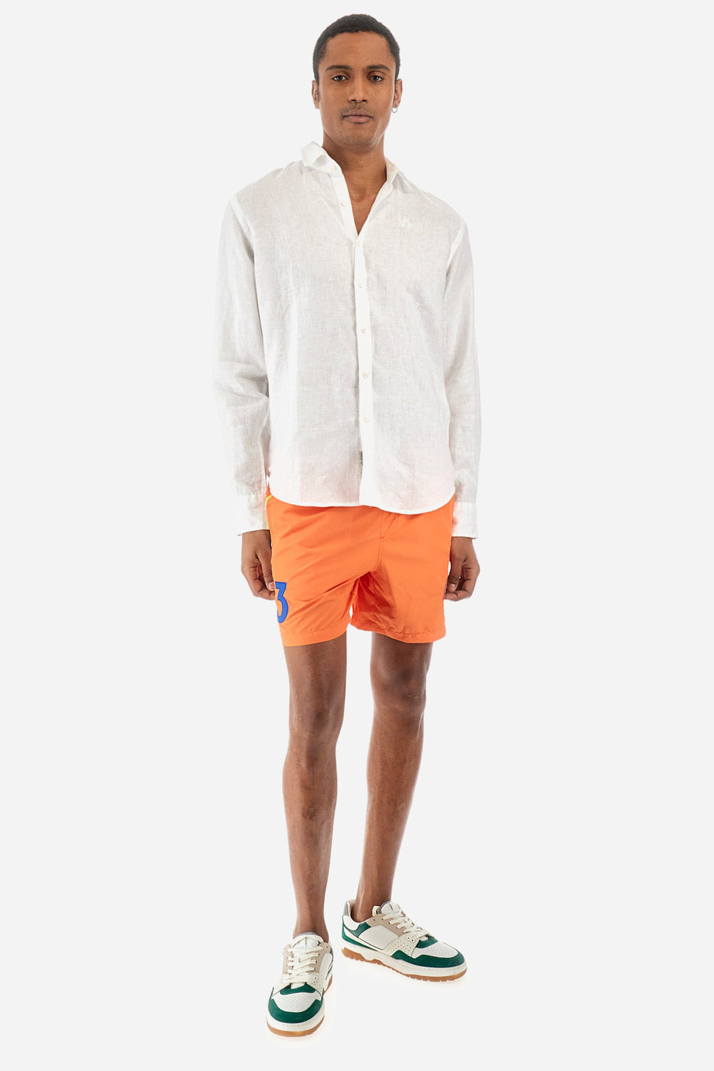 La Martina Regular Fit Casual Shirts in Linen -  YMC007-TL319- Concorde Fashion#color_white-00001