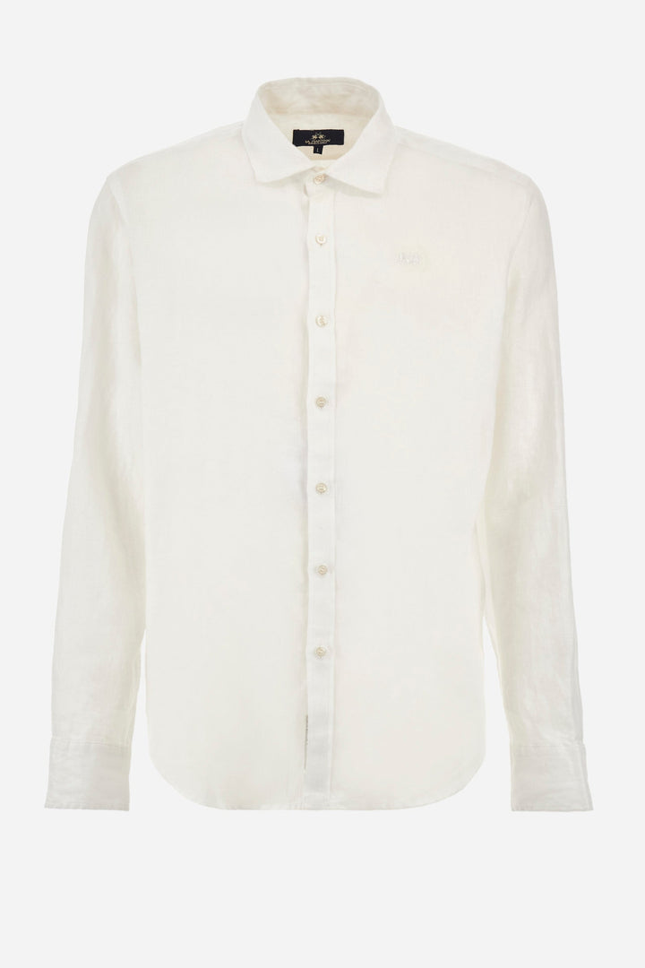 La Martina Regular Fit Casual Shirts in Linen -  YMC007-TL319- Concorde Fashion#color_white-00001