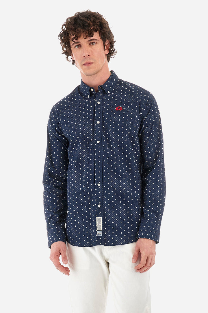 La Martina Regular Fit Casual Shirts in Cotton -  YMC012-PP672- Concorde Fashion#color_navy-s7419