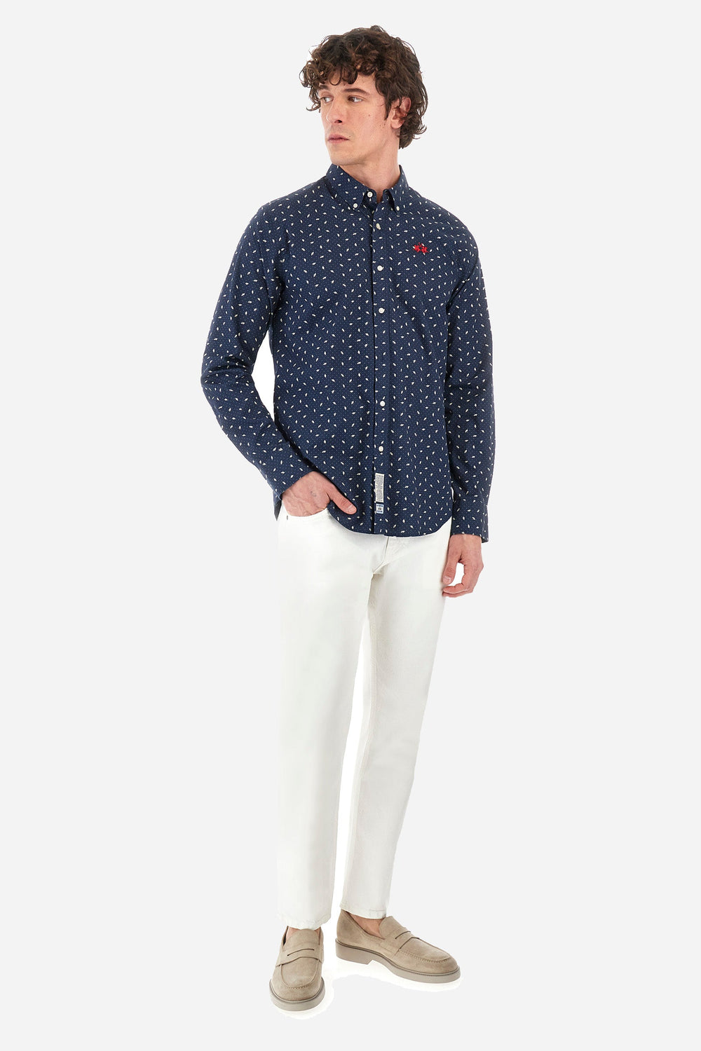 La Martina Regular Fit Casual Shirts in Cotton -  YMC012-PP672- Concorde Fashion#color_navy-s7419