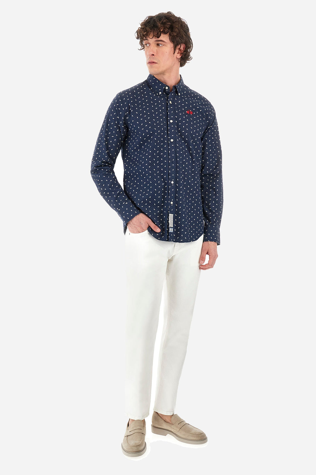 La Martina Regular Fit Casual Shirts in Cotton -  YMC012-PP672- Concorde Fashion#color_navy-s7419