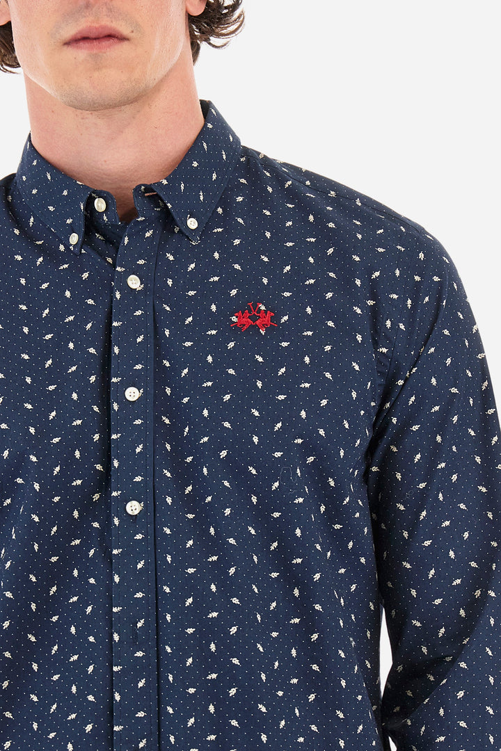 La Martina Regular Fit Casual Shirts in Cotton -  YMC012-PP672- Concorde Fashion#color_navy-s7419