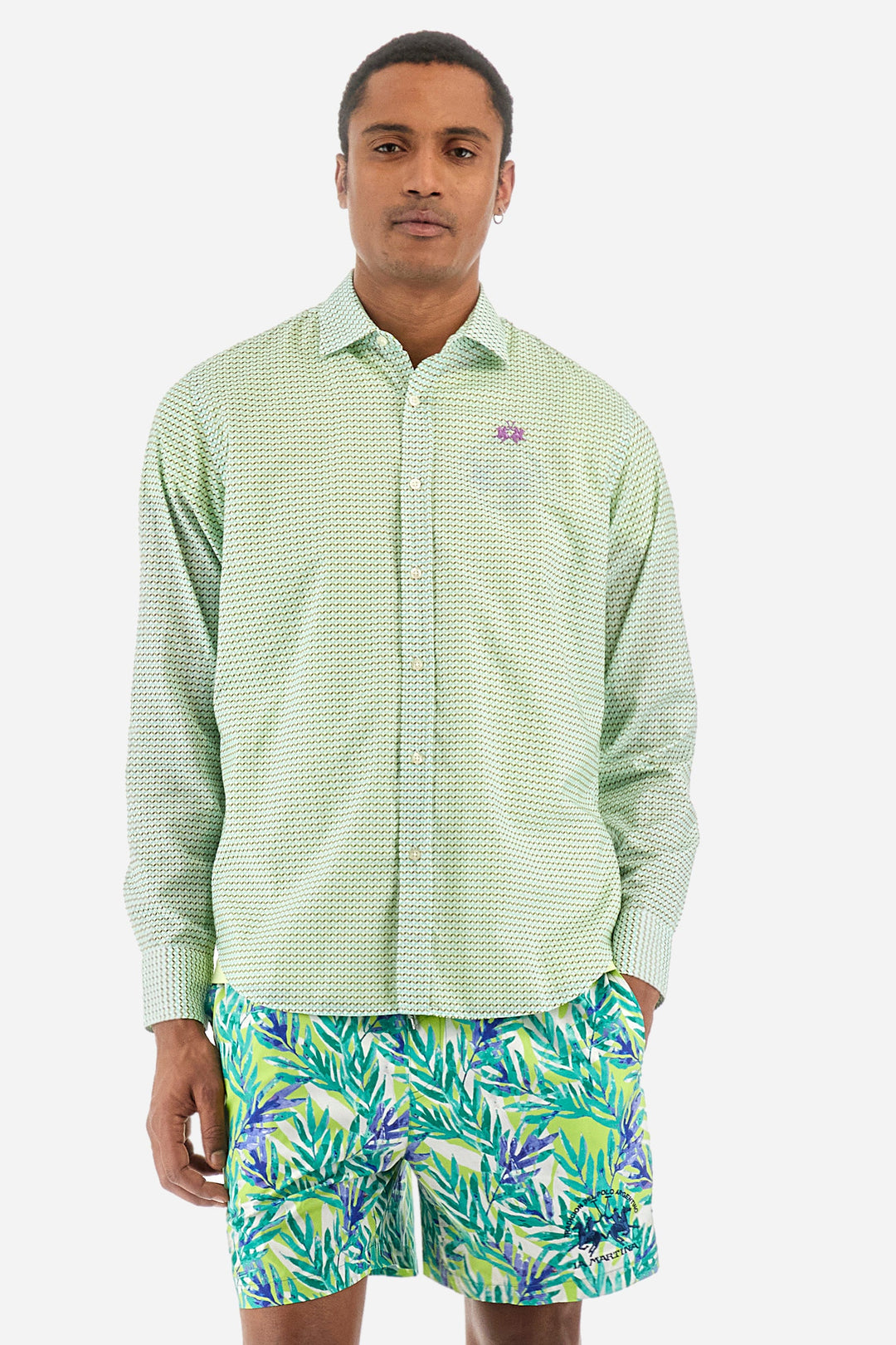 La Martina Regular Fit Casual Shirts in Cotton -  YMC016-PP673- Concorde Fashion#color_green-f3195