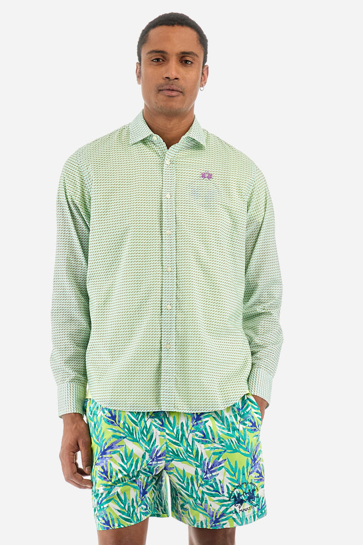 La Martina Regular Fit Casual Shirts in Cotton -  YMC016-PP673- Concorde Fashion#color_green-f3195