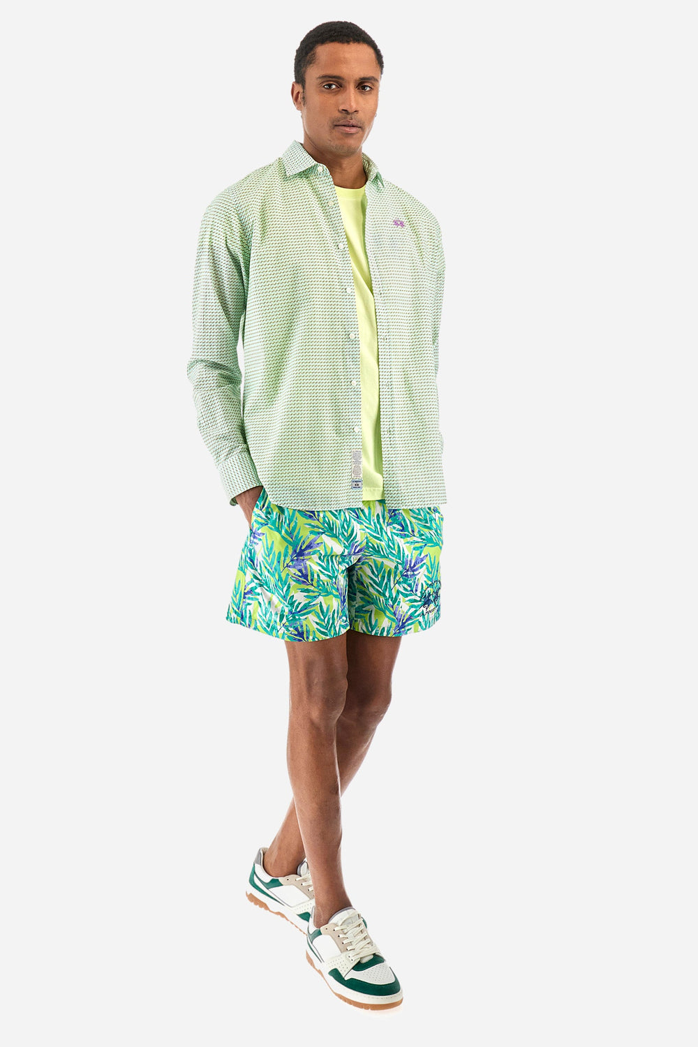La Martina Regular Fit Casual Shirts in Cotton -  YMC016-PP673- Concorde Fashion#color_green-f3195