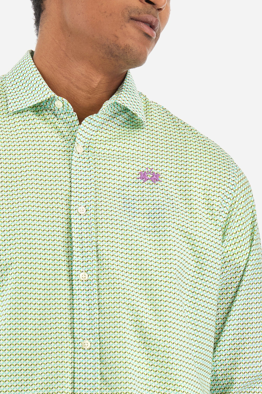 La Martina Regular Fit Casual Shirts in Cotton -  YMC016-PP673- Concorde Fashion#color_green-f3195