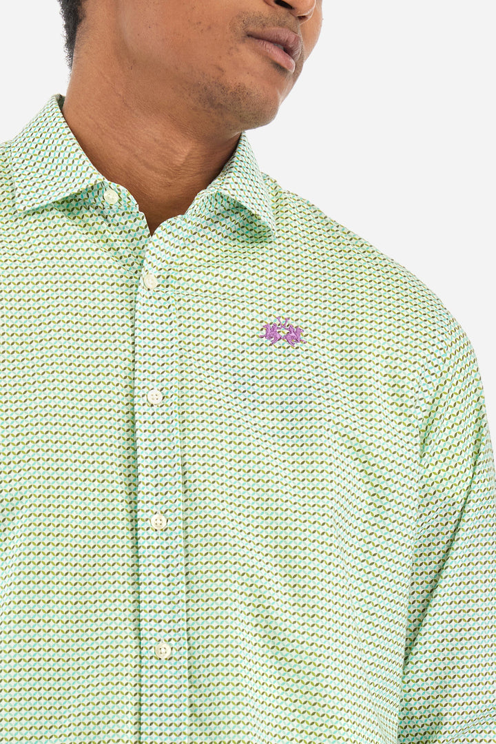 La Martina Regular Fit Casual Shirts in Cotton -  YMC016-PP673- Concorde Fashion#color_green-f3195