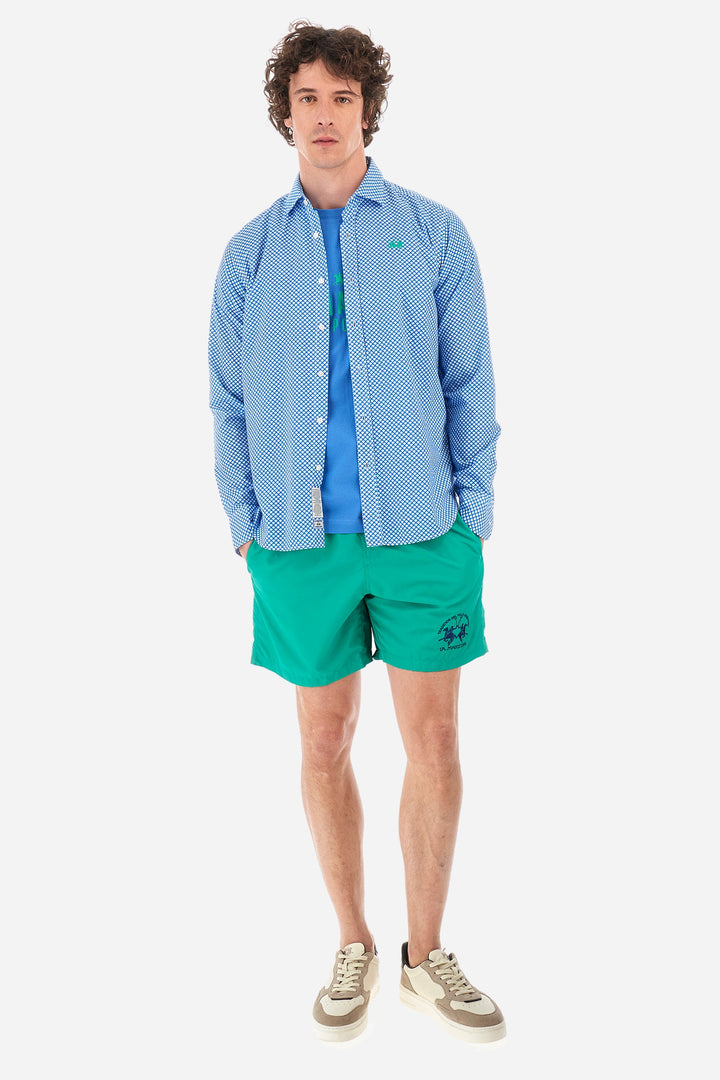 La Martina Regular Fit Casual Shirts in Cotton -  YMC018-PP675- Concorde Fashion#color_blue-f7420