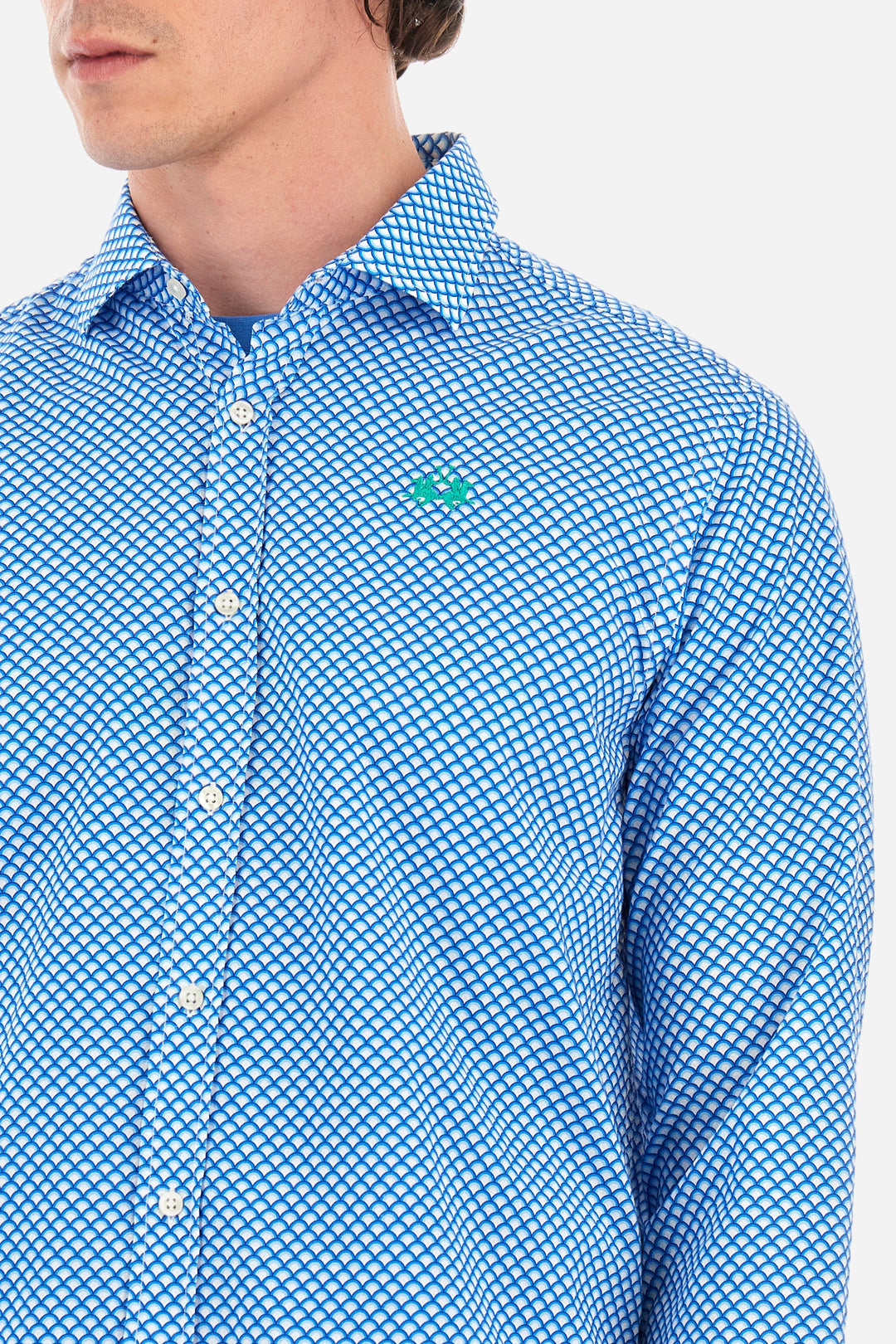 La Martina Regular Fit Casual Shirts in Cotton -  YMC018-PP675- Concorde Fashion#color_blue-f7420