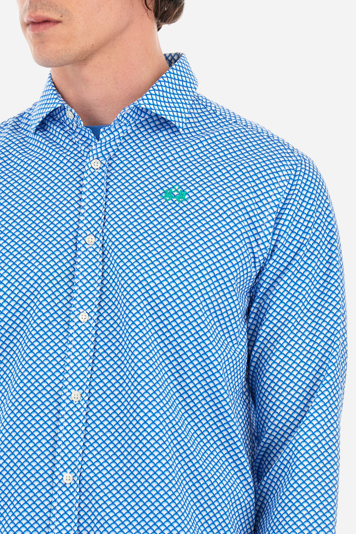 La Martina Regular Fit Casual Shirts in Cotton -  YMC018-PP675- Concorde Fashion#color_blue-f7420