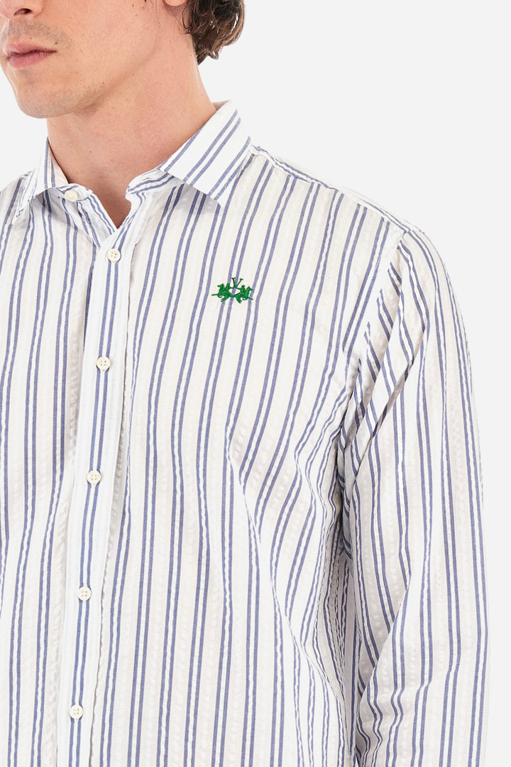 La Martina Regular Fit Casual Shirts in Cotton -  YMC019-PP691- Concorde Fashion#color_blue-s7422