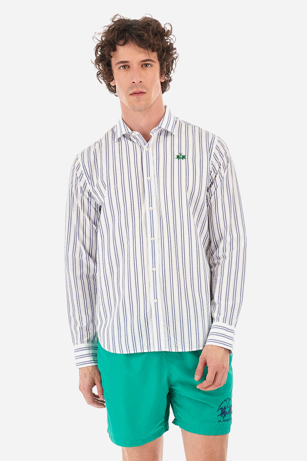 La Martina Regular Fit Casual Shirts in Cotton -  YMC019-PP691- Concorde Fashion#color_blue-s7422