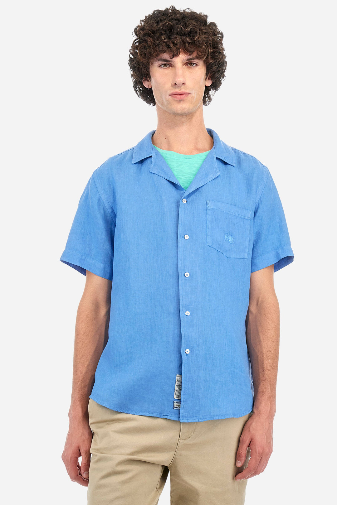 La Martina Regular Fit Casual Shirts in Linen -  YMC025-TL319- Concorde Fashion#color_blue-07205