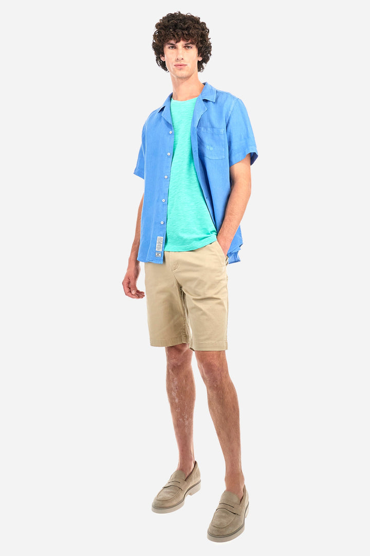 La Martina Regular Fit Casual Shirts in Linen -  YMC025-TL319- Concorde Fashion#color_blue-07205