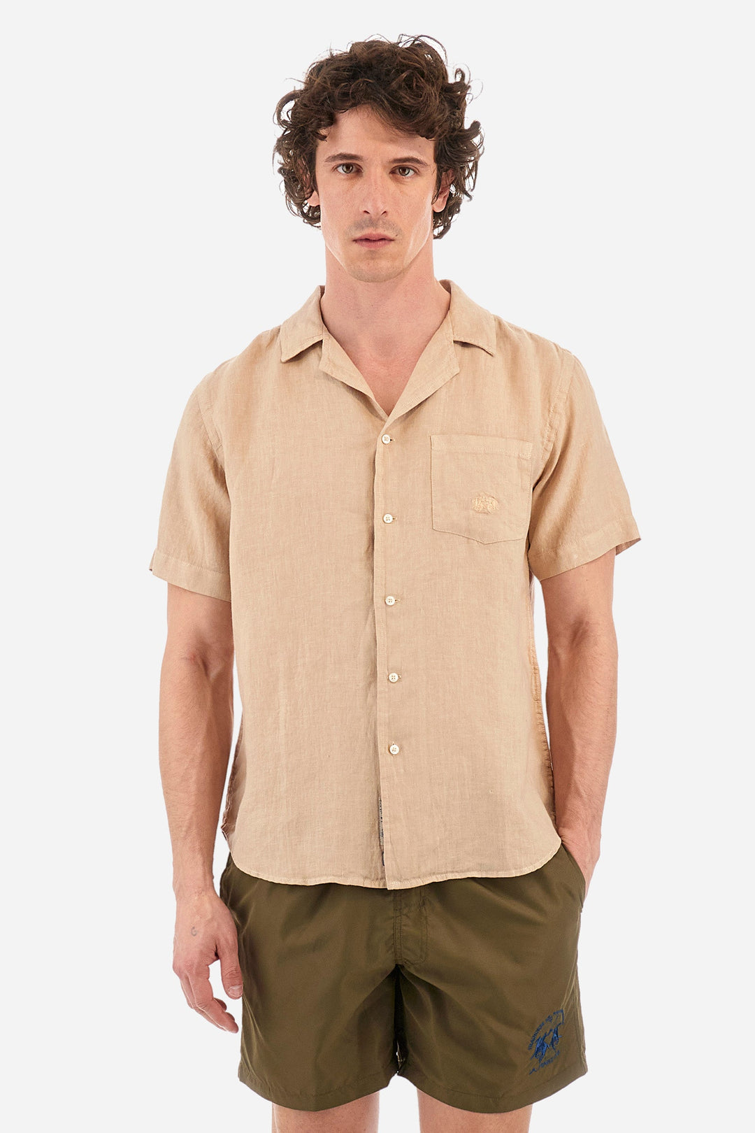 La Martina Regular Fit Casual Shirts in Linen -  YMC025-TL319- Concorde Fashion#color_green-04022