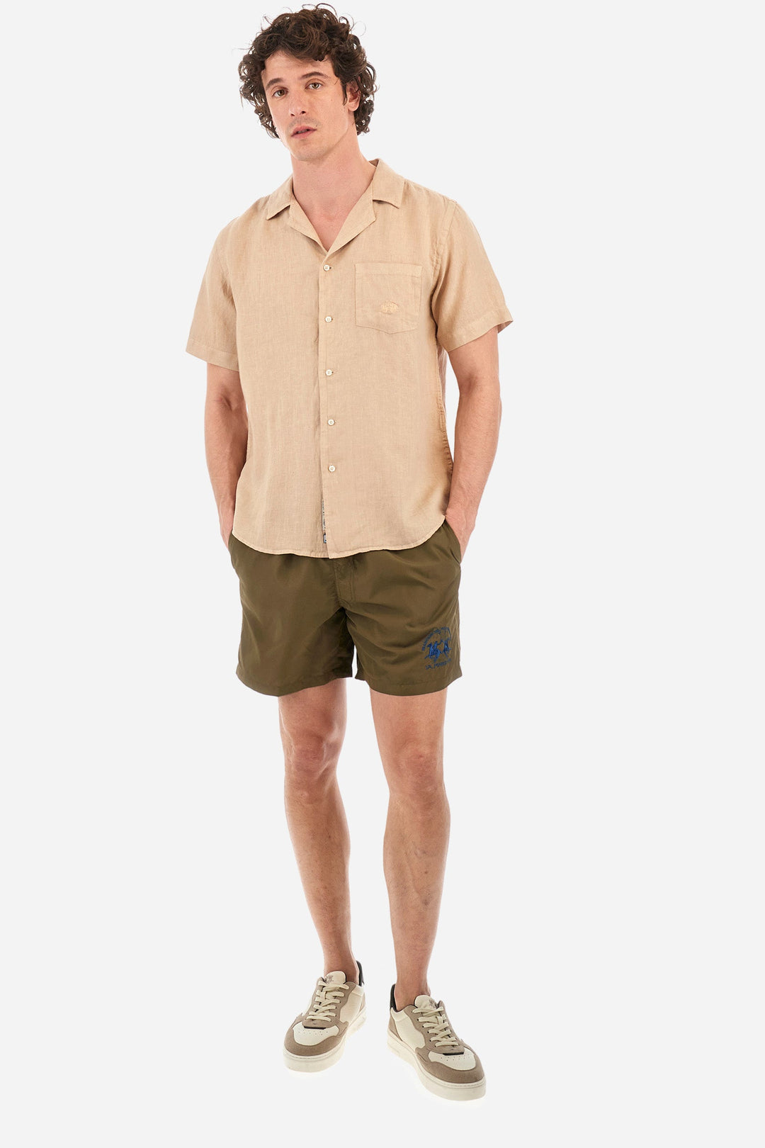 La Martina Regular Fit Casual Shirts in Linen -  YMC025-TL319- Concorde Fashion#color_green-04022