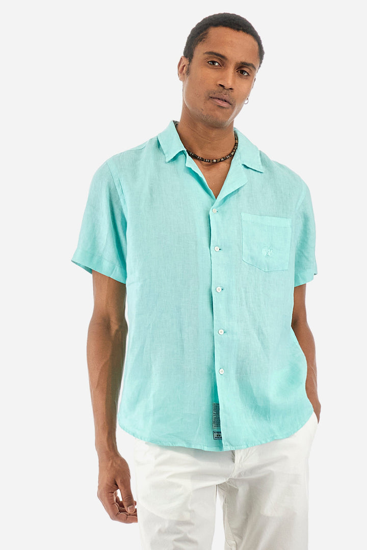 La Martina Regular Fit Casual Shirts in Linen -  YMC025-TL319- Concorde Fashion#color_green-07163
