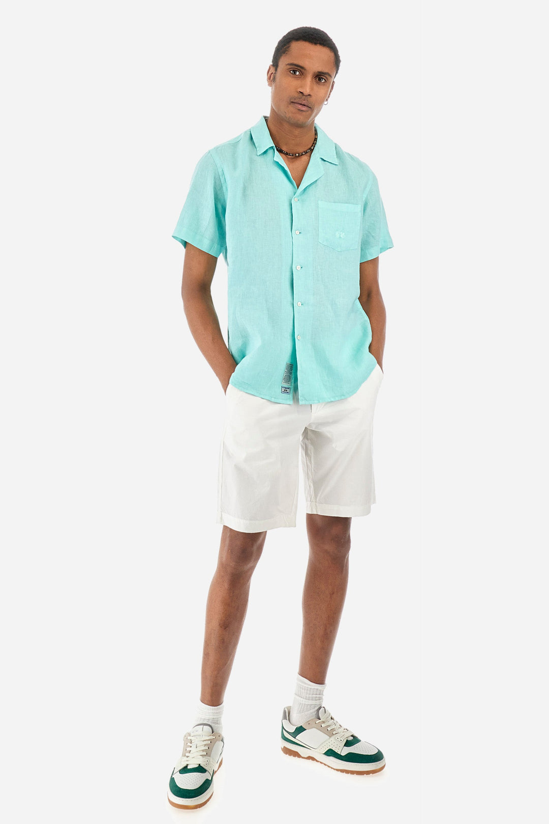 La Martina Regular Fit Casual Shirts in Linen -  YMC025-TL319- Concorde Fashion#color_green-07163