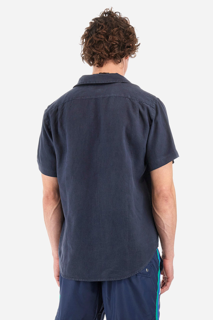 La Martina Regular Fit Casual Shirts in Linen -  YMC025-TL319- Concorde Fashion#color_navy-07017