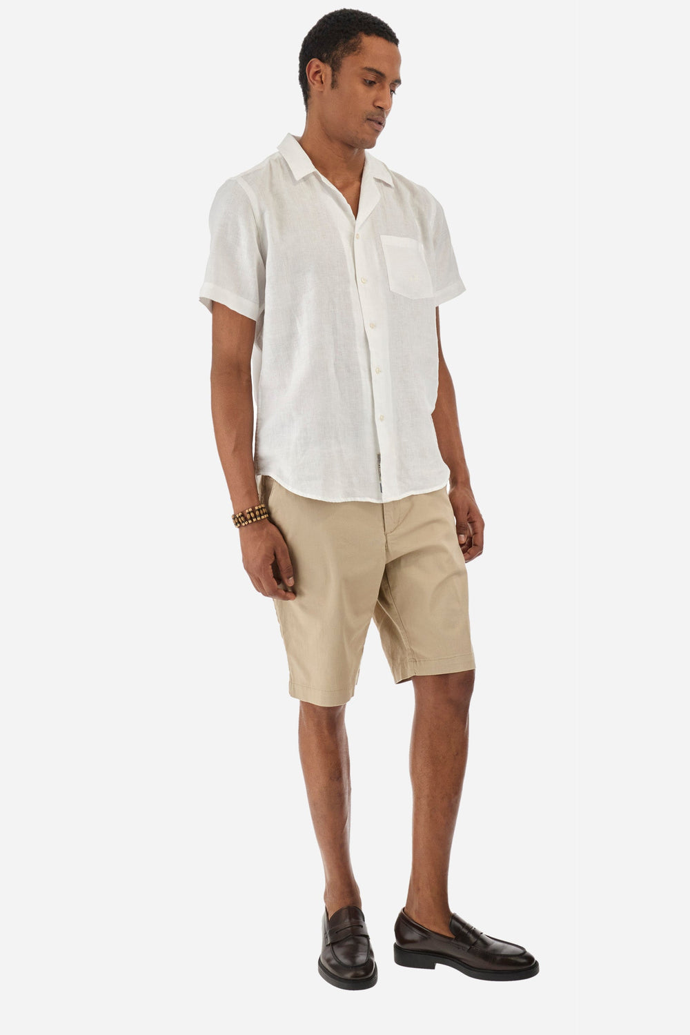 La Martina Regular Fit Casual Shirts in Linen -  YMC025-TL319- Concorde Fashion#color_white-00001