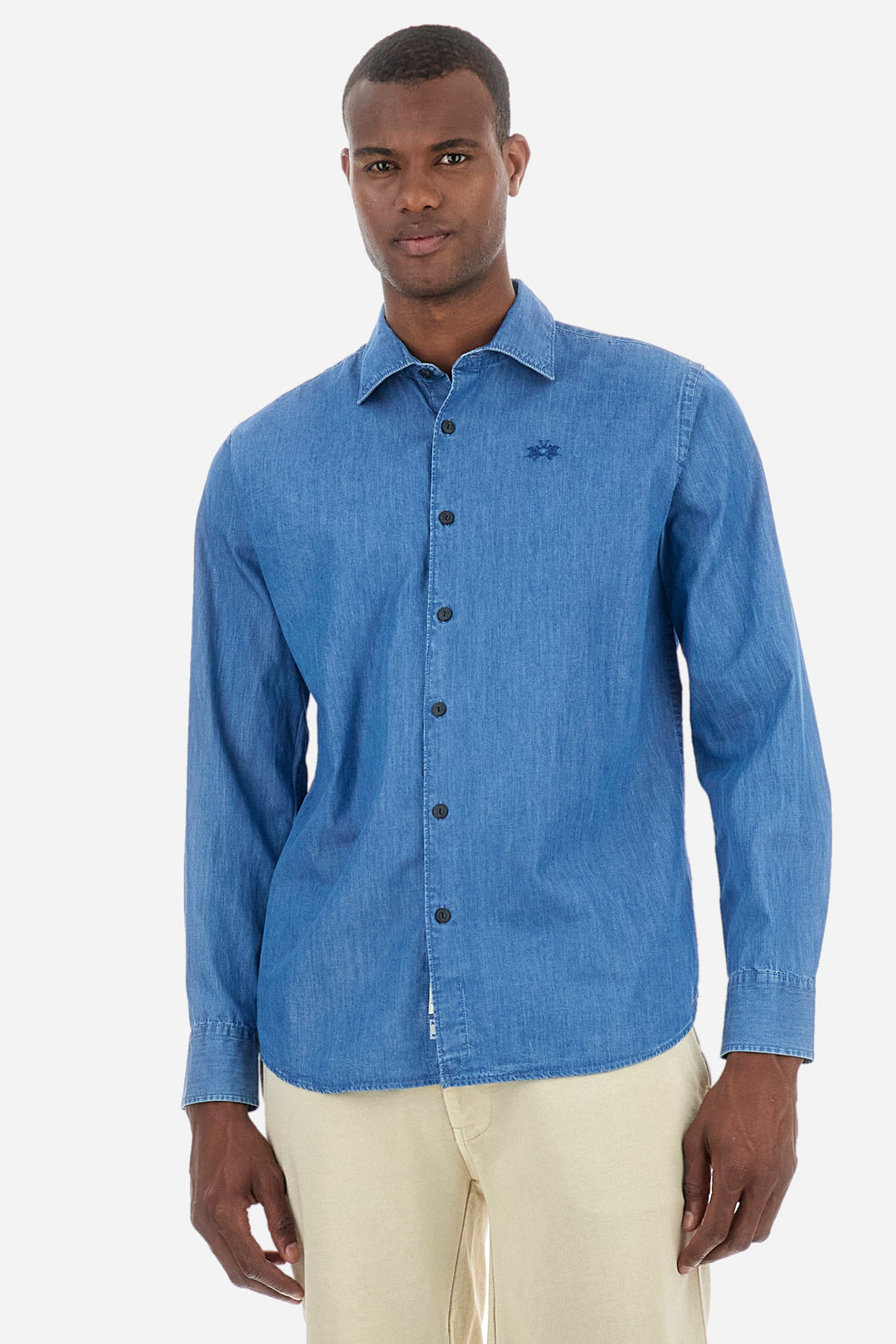 La Martina Regular Fit Casual Shirts in Cotton -  YMC028-DM094- Concorde Fashion#color_blue-d7002