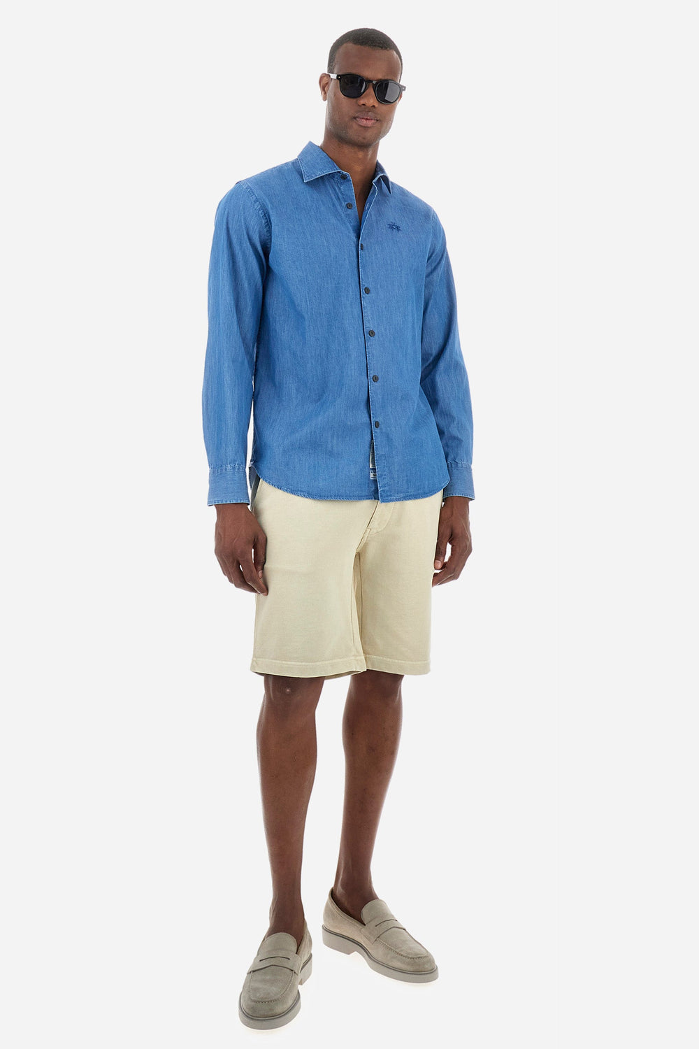 La Martina Regular Fit Casual Shirts in Cotton -  YMC028-DM094- Concorde Fashion#color_blue-d7002