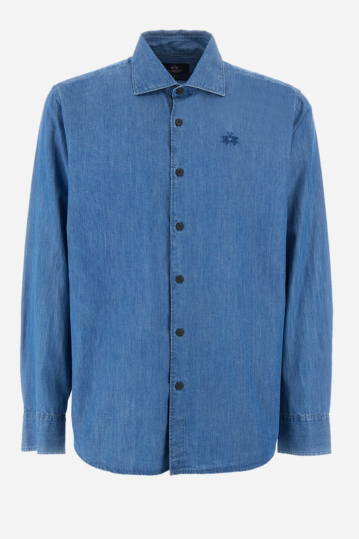 La Martina Regular Fit Casual Shirts in Cotton -  YMC028-DM094- Concorde Fashion#color_blue-d7002