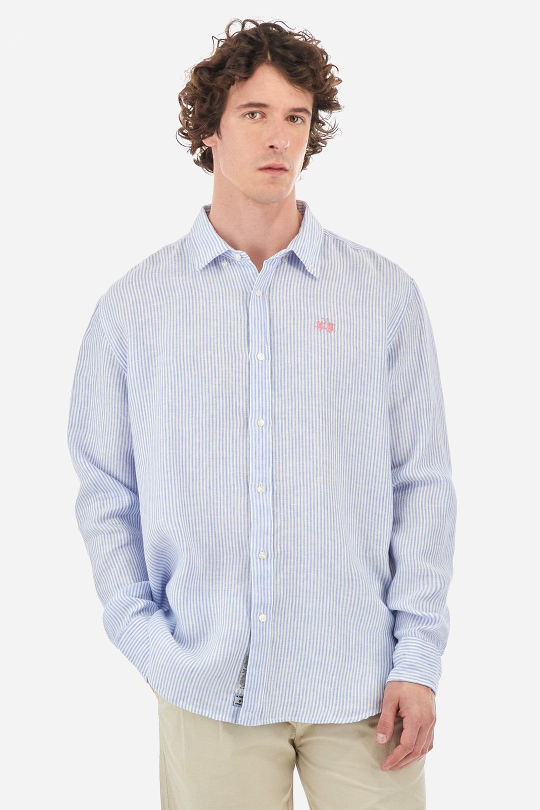 La Martina Regular Fit Casual Shirts in Linen -  YMC031-TL132- Concorde Fashion#color_blue-s0031