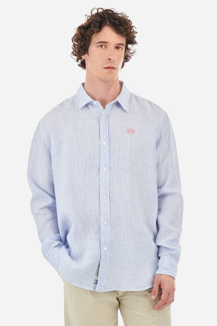 La Martina Regular Fit Casual Shirts in Linen -  YMC031-TL132- Concorde Fashion#color_blue-s0031