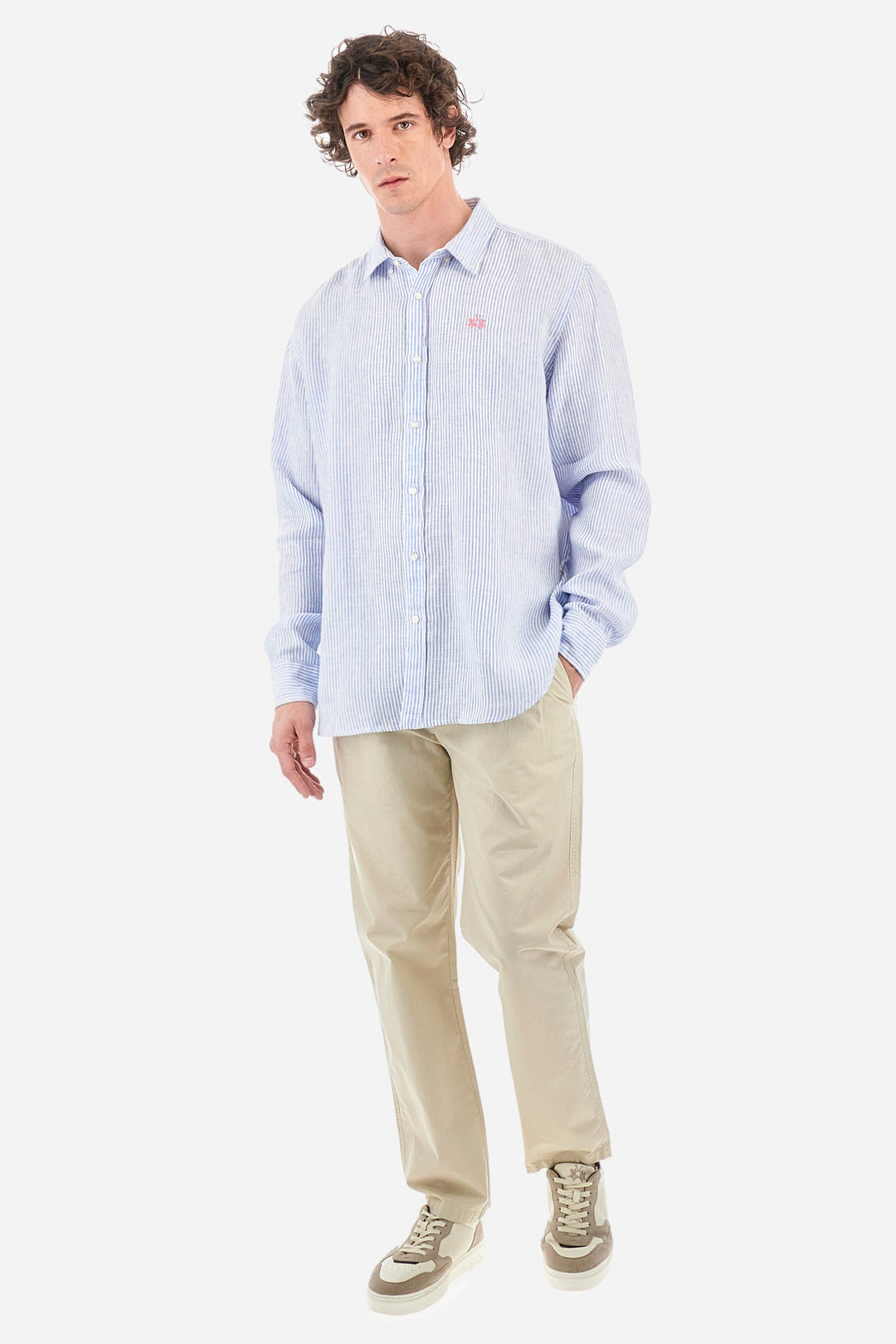 La Martina Regular Fit Casual Shirts in Linen -  YMC031-TL132- Concorde Fashion#color_blue-s0031