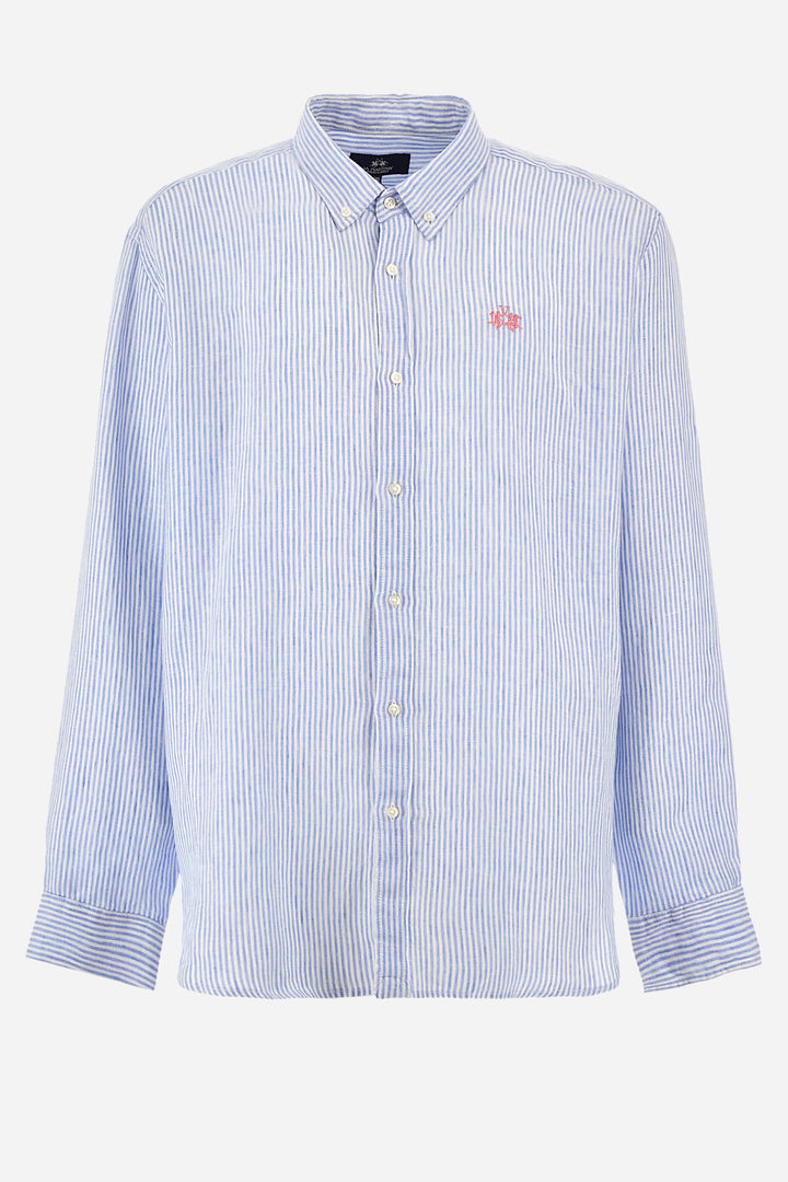 La Martina Regular Fit Casual Shirts in Linen -  YMC031-TL132- Concorde Fashion#color_blue-s0031