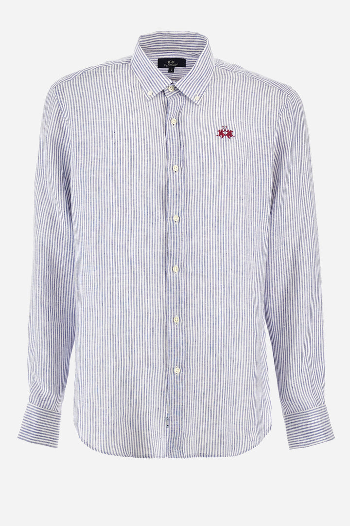 La Martina Regular Fit Casual Shirts in Linen -  YMC031-TL132- Concorde Fashion#color_navy-s0043