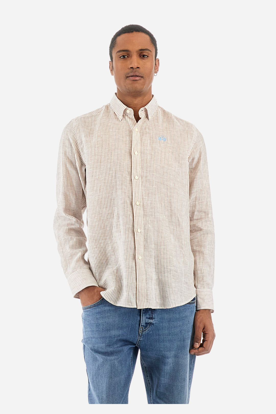 La Martina Regular Fit Casual Shirts in Linen -  YMC031-TL132- Concorde Fashion#color_white-s0626