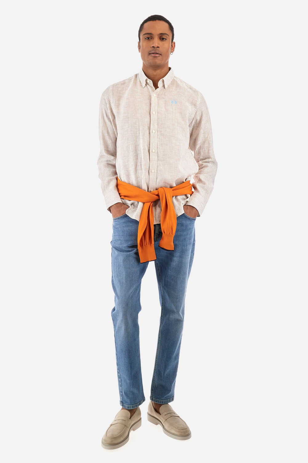 La Martina Regular Fit Casual Shirts in Linen -  YMC031-TL132- Concorde Fashion#color_white-s0626