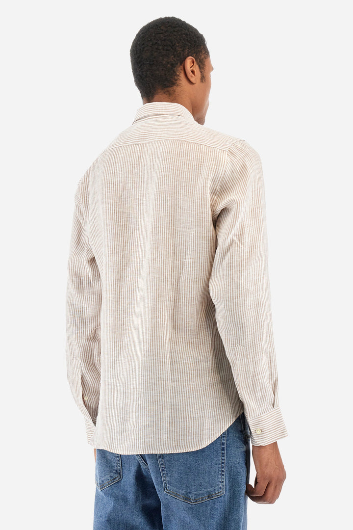 La Martina Regular Fit Casual Shirts in Linen -  YMC031-TL132- Concorde Fashion#color_white-s0626
