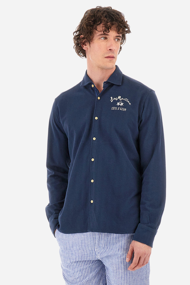 La Martina Regular Fit Casual Shirts in Cotton -  YMC036-JS394- Concorde Fashion#color_navy-07017