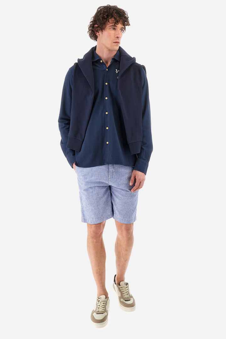 La Martina Regular Fit Casual Shirts in Cotton -  YMC036-JS394- Concorde Fashion#color_navy-07017