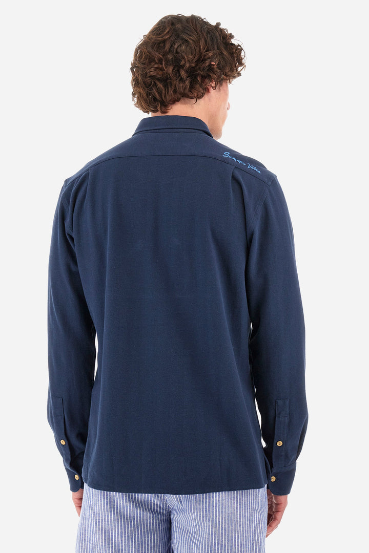 La Martina Regular Fit Casual Shirts in Cotton -  YMC036-JS394- Concorde Fashion#color_navy-07017