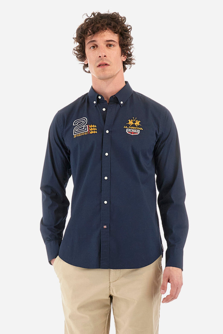 La Martina Regular Fit Casual Shirts in Cotton Mix -  YMC307-PP483- Concorde Fashion#color_navy-07017