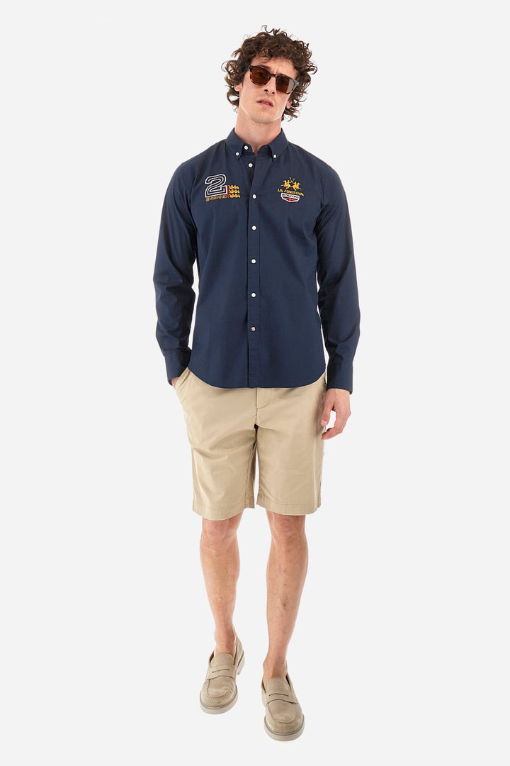 La Martina Regular Fit Casual Shirts in Cotton Mix -  YMC307-PP483- Concorde Fashion#color_navy-07017