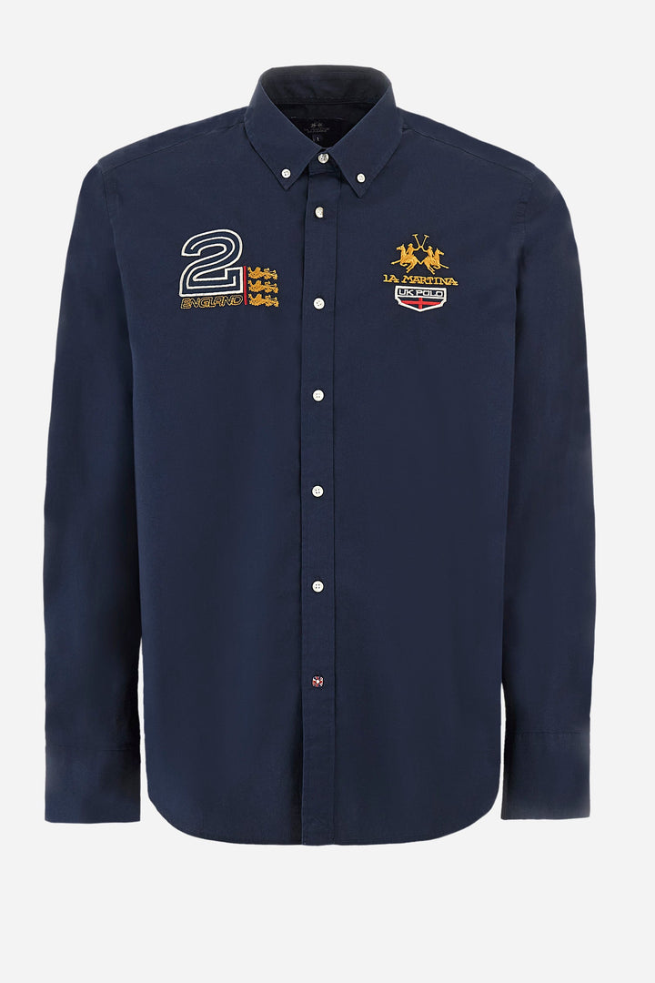 La Martina Regular Fit Casual Shirts in Cotton Mix -  YMC307-PP483- Concorde Fashion#color_navy-07017